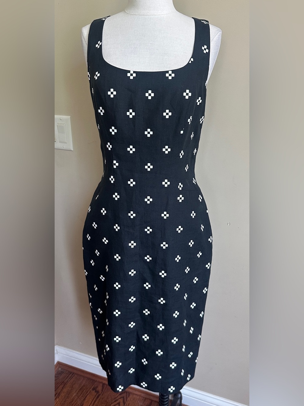 Vintage PETROVICH & ROBINSON Paris Couture 100% Linen Sheath Dress, Sz 40